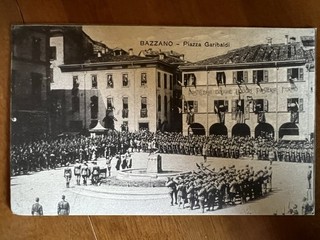Bellissima Cartolina Viaggiata Piazza Garibaldi Bazzano 1916