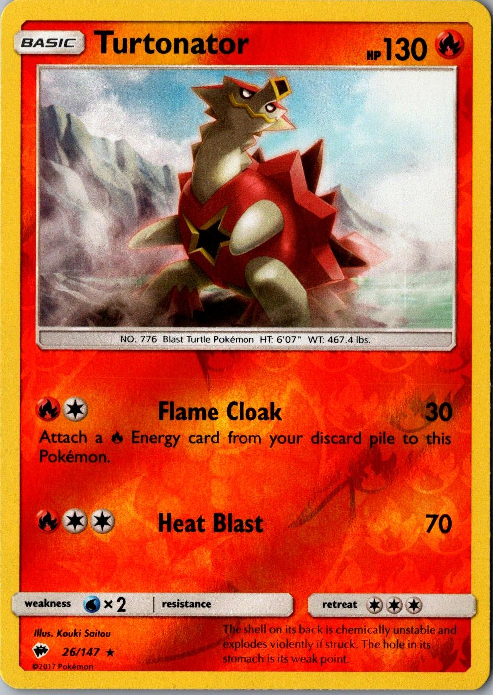 Turtonator Reverse Holo 26/147 Rare SM Burning Shadows LP Pokemon Card