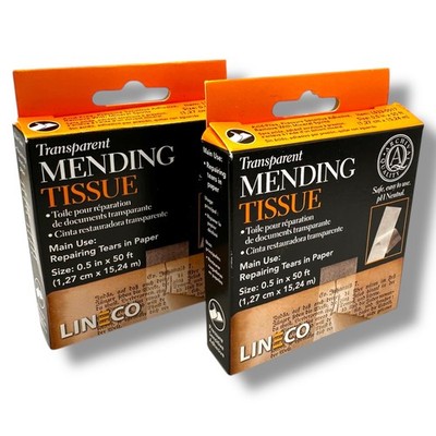 Transparentes Ausbessern Seidenband LINECO 1/2''x 600'' DOPPELPACK Papier Reparaturen