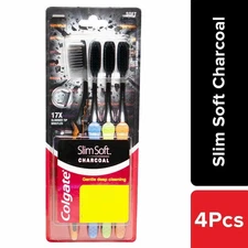 Colgate Slim Soft Charcoal Toothbrush - 4 Pcs