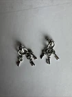 Trafari Vintage Earrings Silver Keys Dangle Stud Pierced Costume Jewelry  1”
