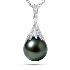 Natural Tahitian Black Pearl Necklace 10-11mm - Christmas Gift for Wife, Mom,...