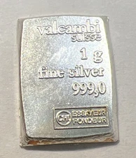 Valcambi 1 gram Silver Bar - .999 - Free Shipping        Lot 83.q3