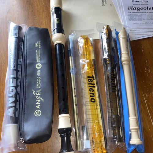 Lot Of 6 Flutes, Angel Recorder Soprano, Alto, Telleno, Huntington