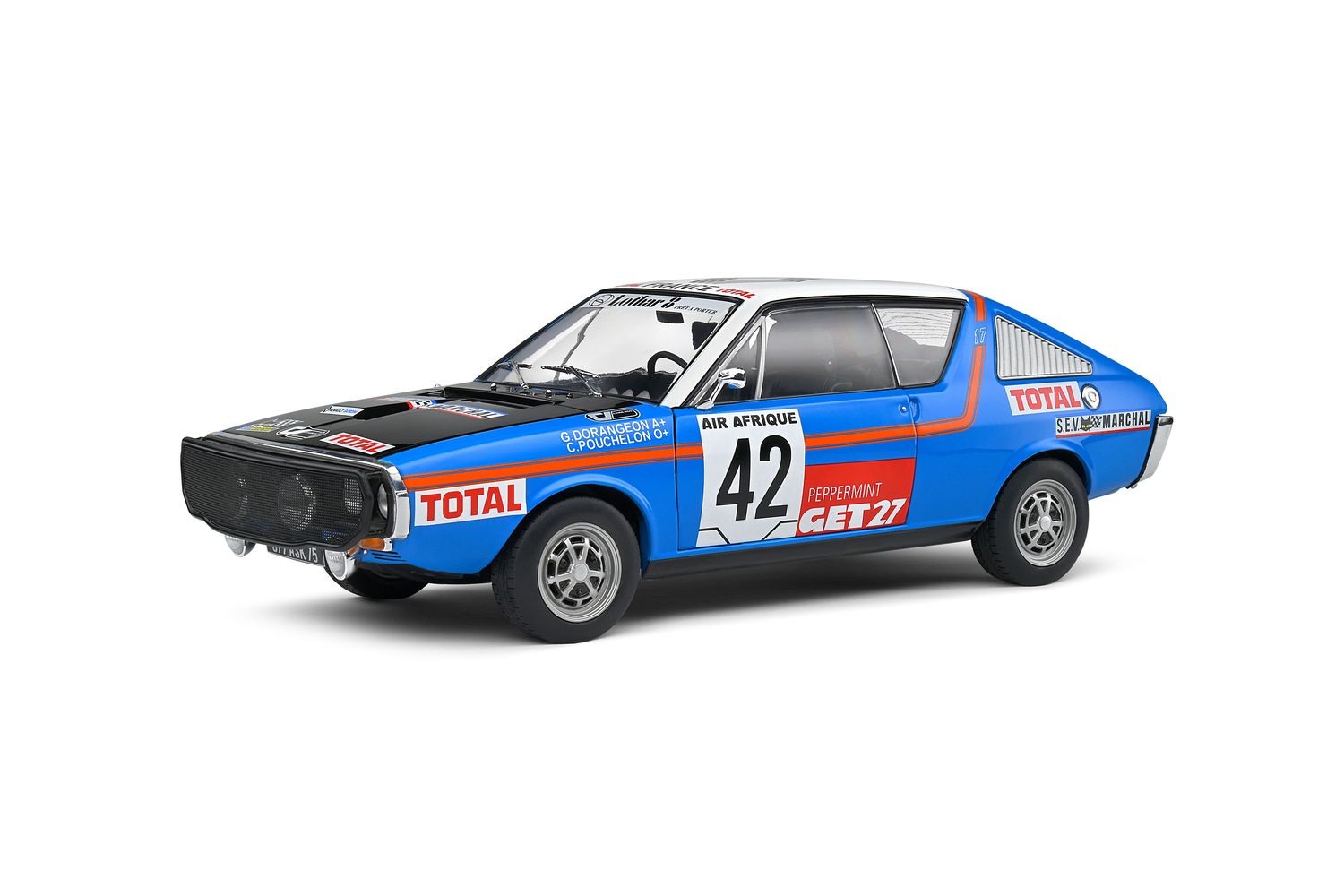 SOLIDO S1803706 1:18 Renault 17 Blue #42 Pouchelon / Dorangeon Rallye Abidjan Ni