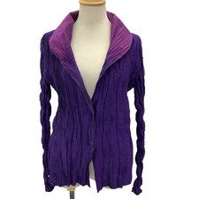 ISSEY MIYAKE Pleated Jacket SIZE 3 IM33FD100 Purple B Rank F/S from Japan
