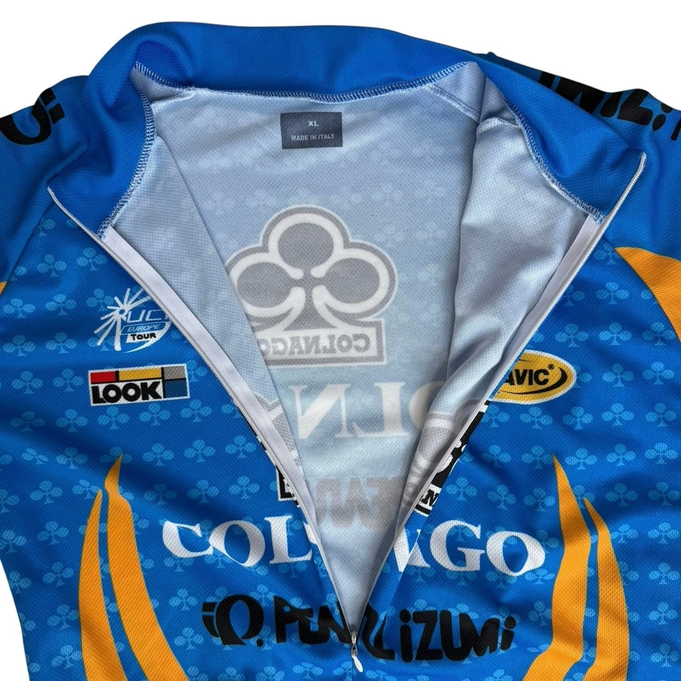 Camiseta deportiva de ciclismo Pearl Izumi Colnago para hombre XL Italia 3 bolsillos 3/4 cremallera azul amarillo Foto 3 de 4