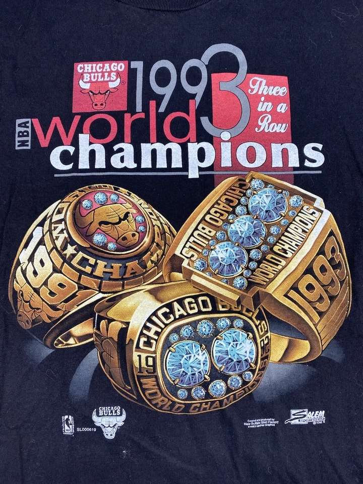 Camiseta De Colección Salem Chicago Bulls NBA 1993 Campeones del Mundo EE. UU. Talla XL Jordan MJ Foto 3 de 4