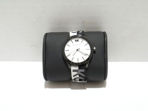 Ladies' Michael Kors Runway Black and White Nylon Watch MK2844