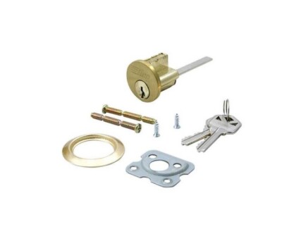 Kaba Ilco 605KW-04-41 Composite Rim Cylinder, Kwikset Keyway in Satin Brass