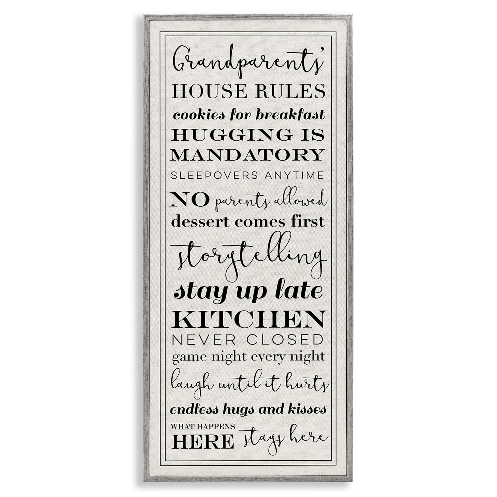 Grandparents House Rules, Design by Daphne Polselli Gray Framed Wall Art, 10x...