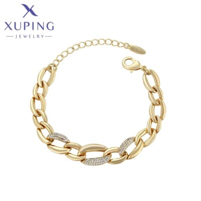 Xuping Jewelry Trendy 21cm Length Charm Copper Alloy Light Gold Color Bracelet