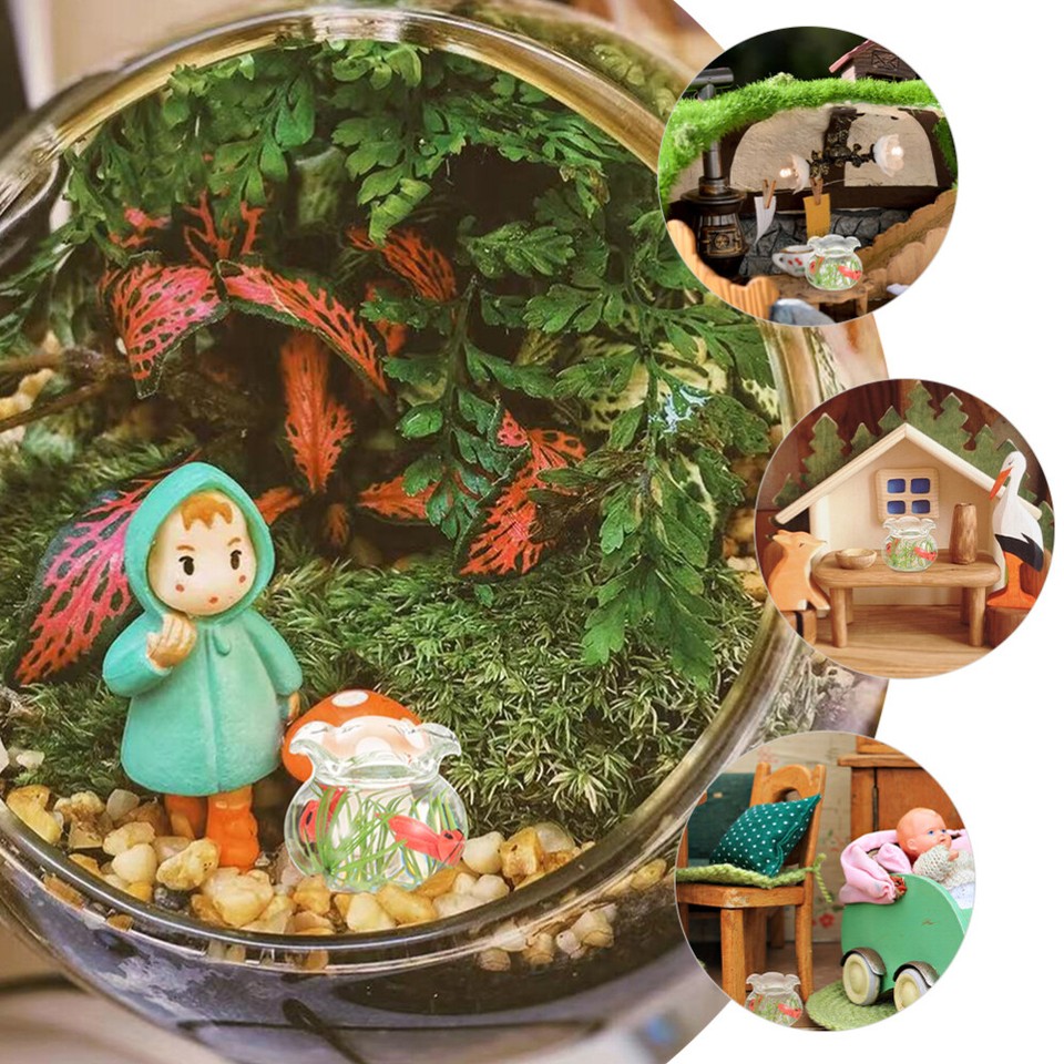 2 Pcs Mini House Accessory Fish Bowl Toy Round Bowls Miniature Tank eBay
