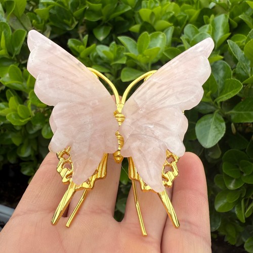 3.6" Natural Powder crystal Carved Butterfly Reiki Crystal Skull Decor gift 10pc - Picture 8 of 15