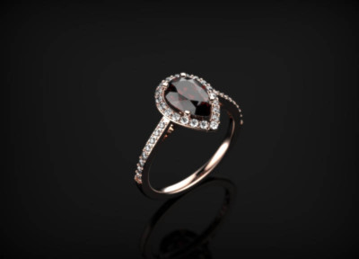 1ct Lab-Created Red Garnet Engagement Ring 9k Rose Gold Plated Classic Solitaire