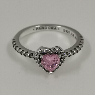 rosa Herz Ring S925 Sterling Silber 50/52/54/56/58 Pandora erhöht