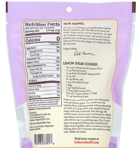 2 PACK Bob's Red Mill Baking Soda Gluten Free 16 Oz (Total 32 Oz) EXP: 06/2026 - Picture 2 of 6