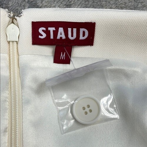 New Staud Una Tailored Midi Dress Ivory White Button Front Sleeveless Sz M - Picture 8 of 14