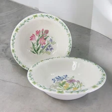 Thomson Pottery Floral Garden Set 2 Different Deep Dish Bowl Ceramic Set Bowls