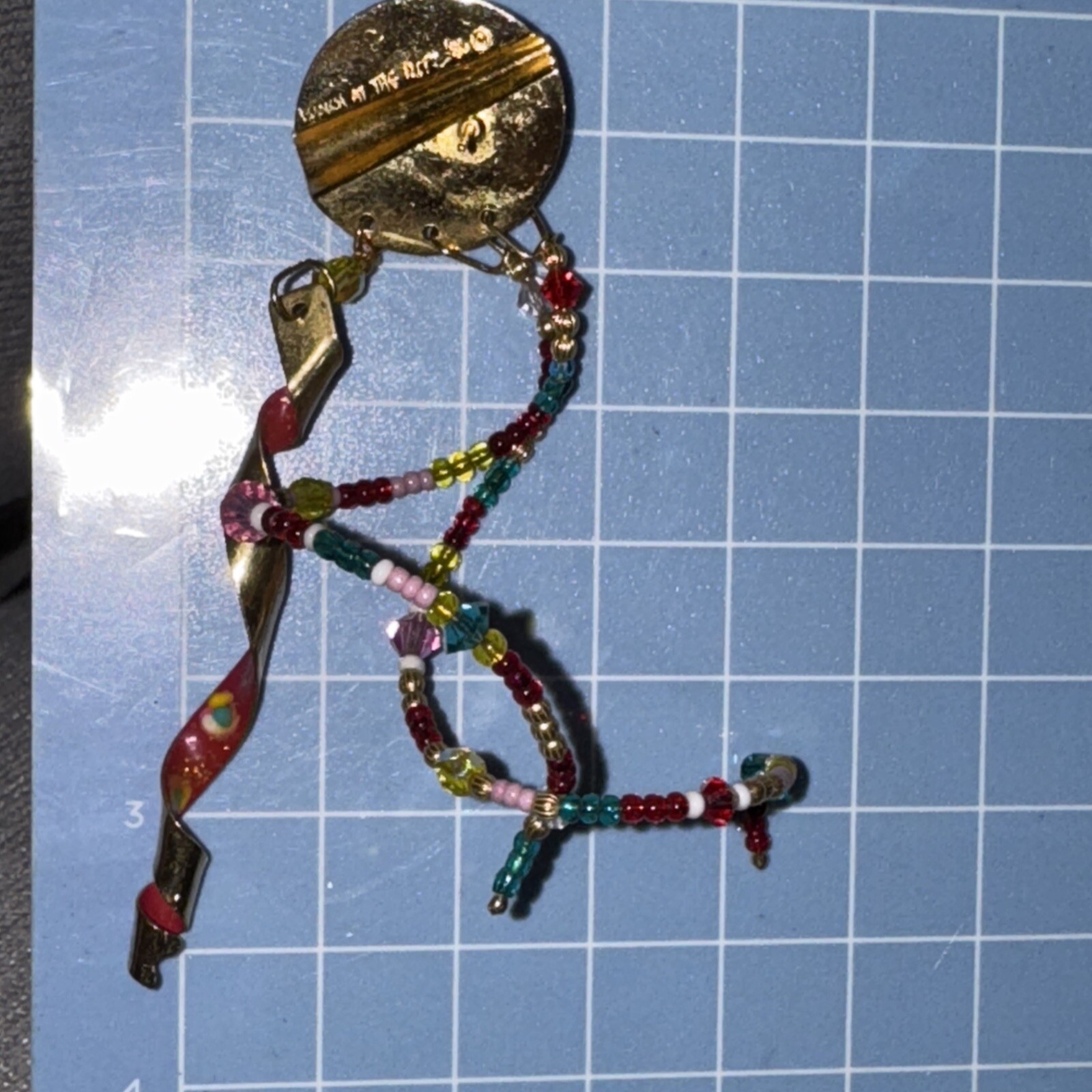 Lunch at the Ritz  86’ Enamel Hand-Painted Mardi Gras Rhinestones Red Gold Green