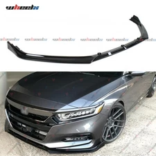 FOR 2018-2020 HONDA ACCORD JDM 3PC STYLE GLOSS BLACK FRONT BUMPER LIP SPLITTER