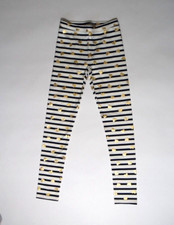 J.CREW CREWCUTS WHITE STRIPED GOLD HEARTS ELASTIC WAIST STRETCH LEGGINGS Sz 12