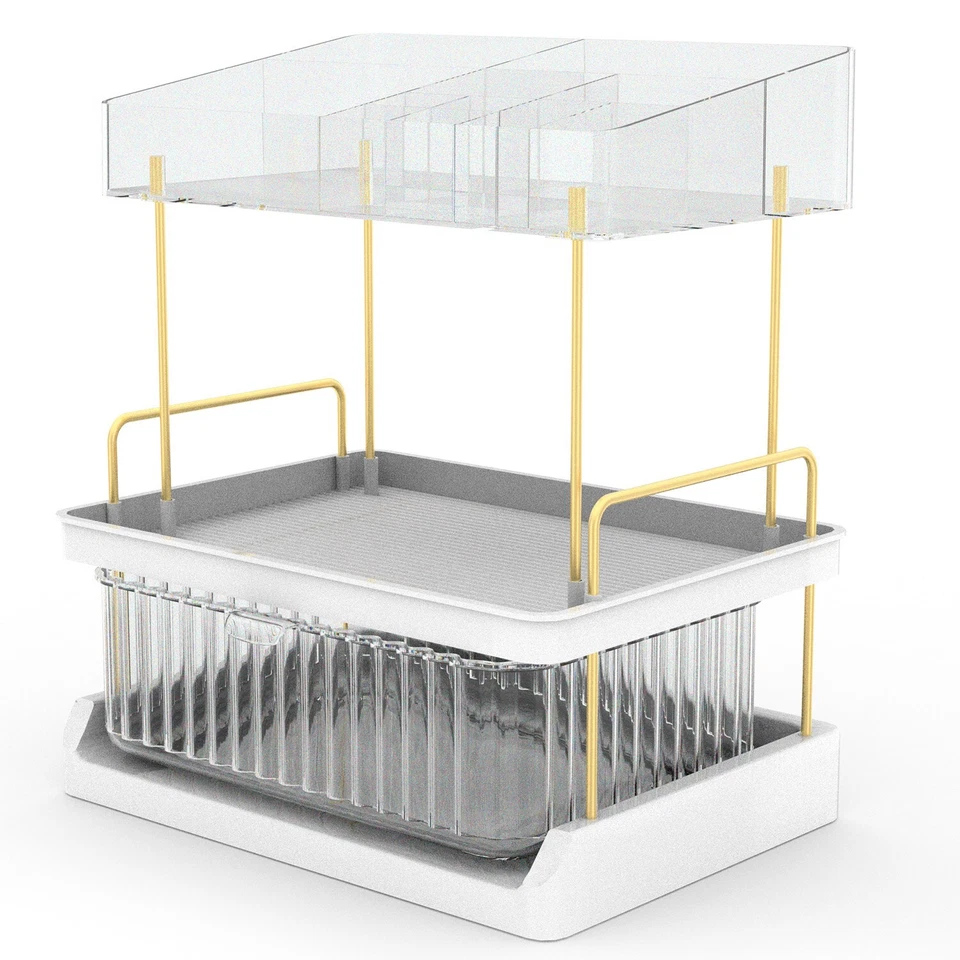 Organizador de Maquillaje de 3 Niveles con Cajón para Lápices Labiales Loción Tónico Perfumista Máscaras EE. UU. Foto 3 de 4