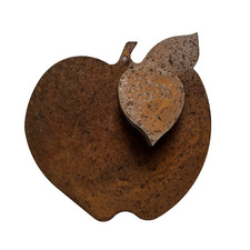 Primitive Rusty Tin Dimensional Apple Cutouts Cutout Ornaments 3.25"