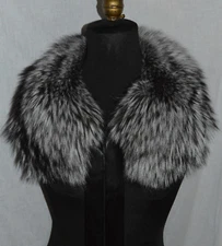 Real Silver Fox with Ribbon Fur Collar  Manufactured in the US New  Detachable