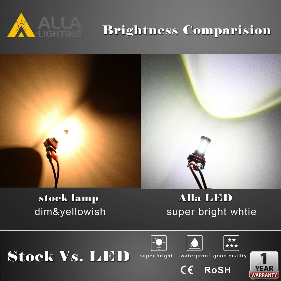 Pair LED PSX26W H28W 80W 12V 6000K Daytime Fog Lights Turn Signals Audi A3 A4 - Image 2 of 3