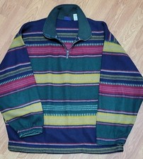 Bugle Boy Vintage Multi Color Pullover Fleece Sweatshirt Men's Size L