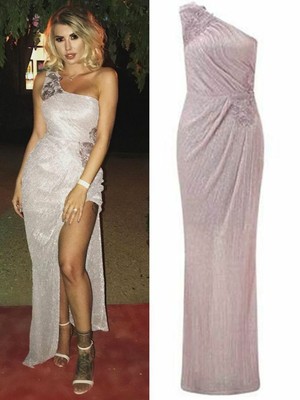abbey clancy x lipsy petite applique artwork fishtail hem maxi dress