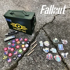 FALLOUT Caps & Loot with Vault-Tec Ammo Box/ Can - UNIQUE FALLOUT COLLECTIBLE