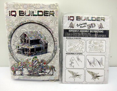 4 IQ Builder 3D Coloring Puzzle Arts And Crafts Toy Gift House Butterfly Horse
