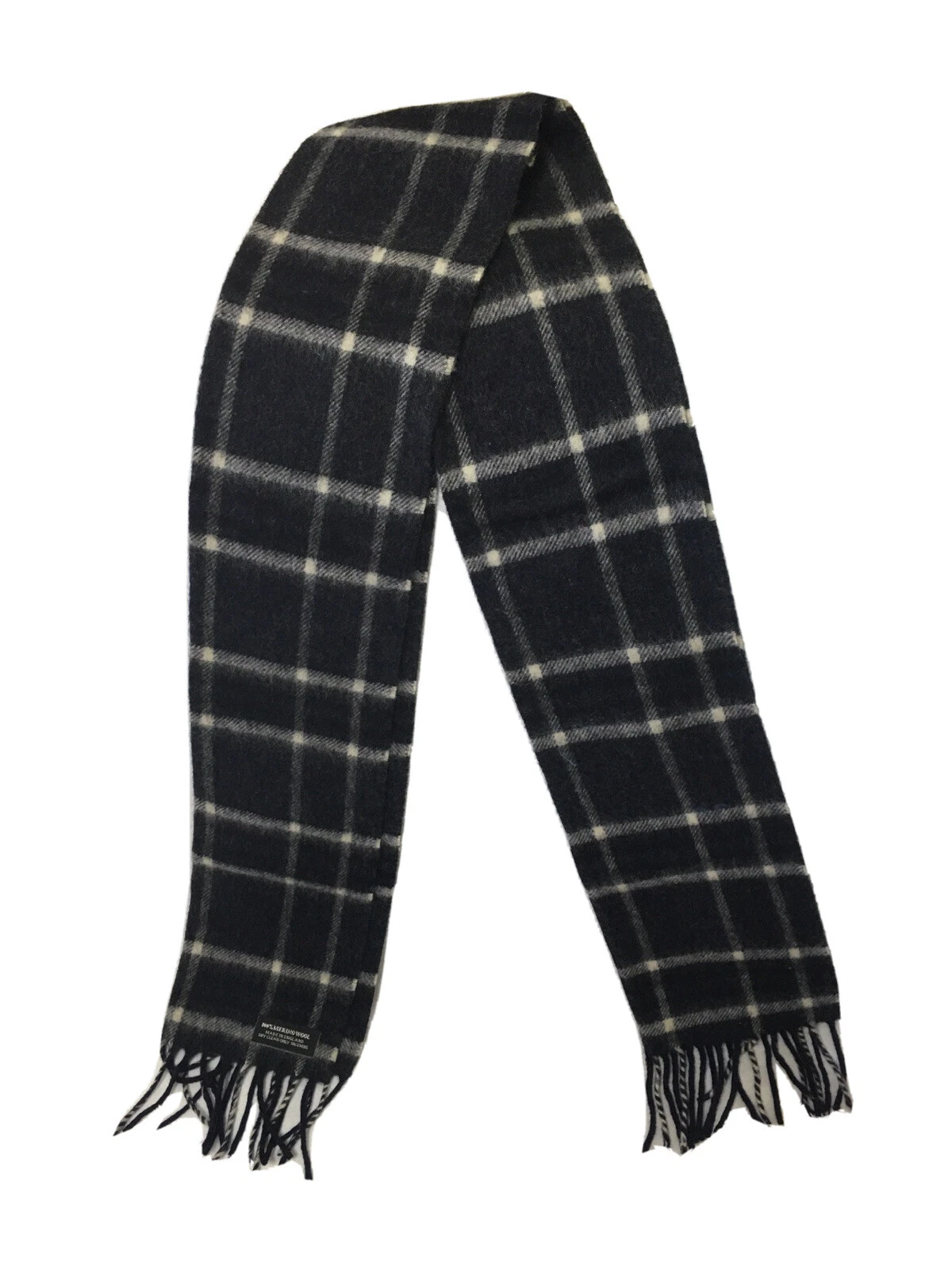 Écharpe homme plaid n/w laine mérinos Christian Dior Monsieur RN 61486 tissée en Go