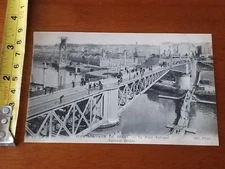 RARE VINTAGE POSTCARD EARLY FRENCH NATIONAL BRIDGE VIEW SCENE PORT MILITARY