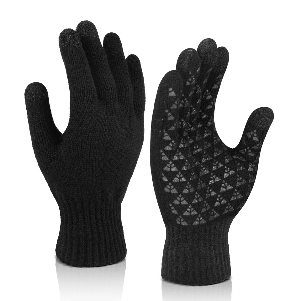 Negro Guantes Hombres Mujeres Antideslizantes Para Trabajo El Frio De Invierno - Imagem 3 de 4