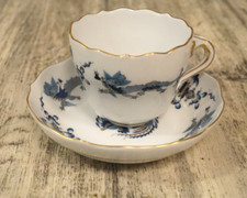 Meissen Reicher Drache Hofdrache blau, Mokkatasse mit Untertasse, Goldrand