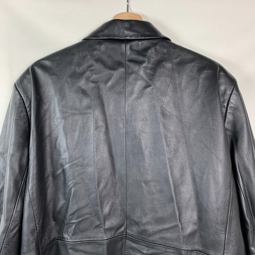 Talbots Damen Jacke schwarz Leder Kragen Reißverschluss Taschen gefüttert Größe 2X - Bild 5 von 11