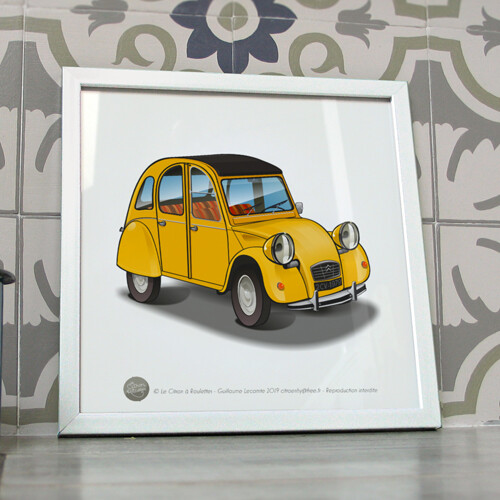 Horloge Murale Citroën 2CV Jaune - Déco Atelier/garage - Fabriquée En France