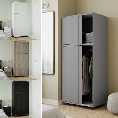 URBNLIVING 180cm 4 Sliding Doors Wardrobe Bedroom Storage Closet Hanging Rail Cupboard Unit