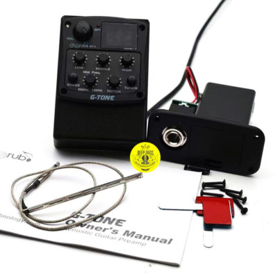 Cherub GT-4 Acoustic Guitar Pickups 3-Bands Equalizer Tuner Preamp Piezo 2025USA
