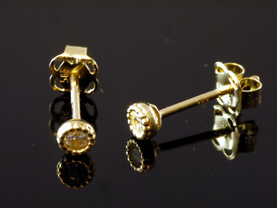 333 Gold mini Ohrstecker 3 mm 1 Paar mit Zirkonia Steinen
