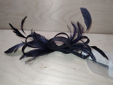 Image of SALE Debenhams Debut Navy Loop Feather Hair Clip Fascinator Hairpiece Wedding