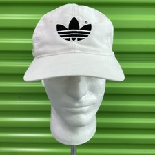 Vintage 80s 90s Adidas Trefoil Big Logo Dad Hat Strapback White Black Cap READ 