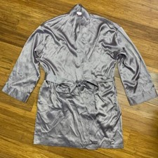 Y2K Victoria's Secret Womens One Size Robe Purple Gray Silky Satin Kimono Wrap