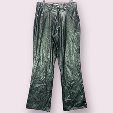 VTG Y2K 90s Green Faux Snake Skin Leather Pants Size 10 30" Waist Fashion Bug