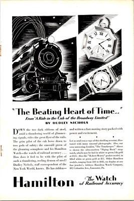 Print Ad 1928 Hamilton Railroad Accuracy Broadway Limited Train