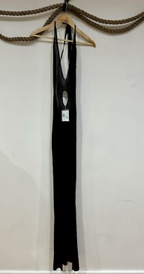 NWT Black ASTA RESORT Luxury Fine Knit Slinky Beach Sexy Cut Out Maxi Dress  XS | eBay UK
