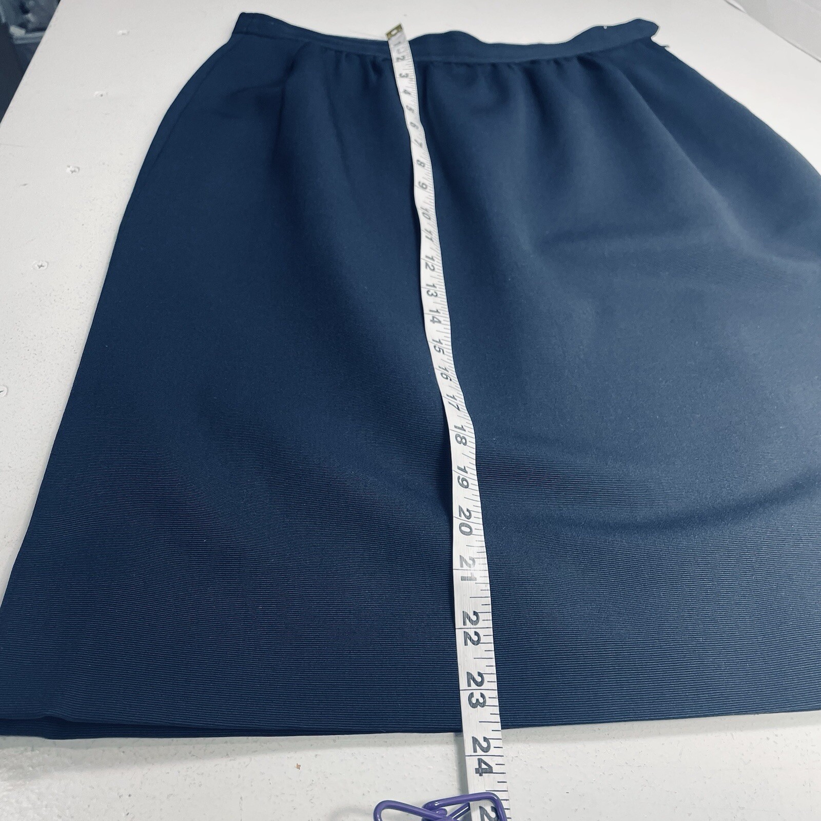 Gonna donna vintage Saint Laurent Rive Gauche foderata blu navy a matita 42